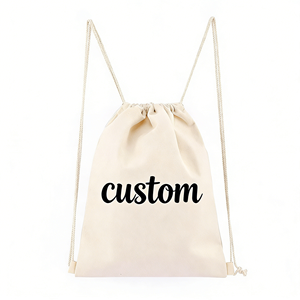 Cotton Canvas Backpack with Drawstring Closure Print Logo for School Class Training & Advertising