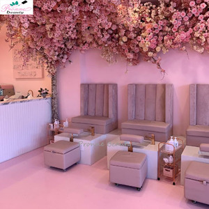 Chaise de massage et de pédicure moderne de luxe <span class=keywords><strong>station</strong></span> de pédicure en bois personnalisée peinte en blanc et rose - Product Image 6