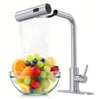Usine En Acier Inoxydable Cascade Robinet De Cuisine Pull Down & 3 Fonctions Pulvérisateur Robinet De Cuisine pour Cuisine