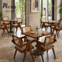 Ensemble de table et de chaises carrées en chêne stratifié commercial pour hôtel, café, restaurant, pizzeria, salons de thé, mobilier d'hôtellerie