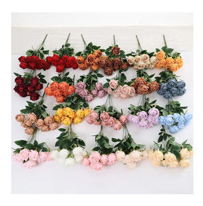 Rose artificielle mini buissons de fleurs tenture murale fleurs rouges décor artificiel fleurs artificielles en silicone - Product Image 1