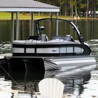 Bateau ponton en aluminium en promotion, yacht sportif 19 pieds/5,8 m, bar flottant avec cuisine et toilettes, bateau de fête de luxe