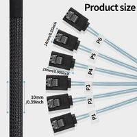Kabel SATA III 6Gbps, Kabel Data SATA, Kabel SATA 6-ke-6 dengan Pengunci untuk HDD SSD RAID NAS, Kabel Internal SATA 7 Pin dengan Jalinan Nilon
