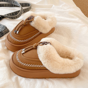 Nuevas Botas <span class=keywords><strong>de</strong></span> Nieve <span class=keywords><strong>de</strong></span> Invierno <span class=keywords><strong>de</strong></span> Cuero Genuino Unisex Para Interiores y Exteriores con Pantuflas <span class=keywords><strong>de</strong></span> Felpa Cálidas Para el Hogar con Bordado Artesanal <span class=keywords><strong>de</strong></span> Color Sólido y Piel Unisex - Product Image 4