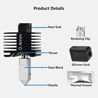 Mise à niveau du kit Hotend en acier trempé 0.2/0.4/0.6/0.8mm pour Bambu Lab X1C, P1 Series All Metal Integerted Desizn Hot End Nozzle Kit
