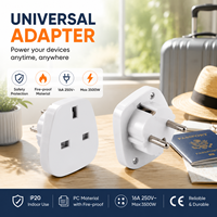 Adaptateur de prise de voyage international Selamp, Royaume-Uni, UE, Schuko Type F, 16A, 250V, 3500W, coque ignifuge en PC, IP20, prise blanche avec prise secteur