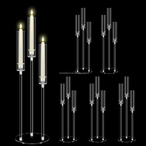 All'ingrosso alto cristallo chiaro acrilico portacandele per decorazioni natalizie centrotavola di nozze e candelabri - Product Image 5