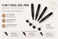 Kit de stylos à vernis à ongles UV multicolores 3-en-1 avec lampe LED, temps de séchage de 60 secondes, sans odeur, certifié Halal, base/couleur/top coat, salon DIY