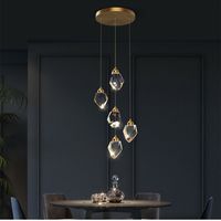 Lustre en cristal long, lustre en spirale, éclairage pour la maison et l'hôtel, lumières LED en cristal K9 pour escaliers, lampes suspendues