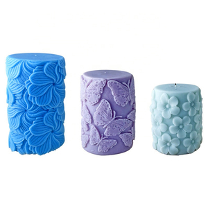 INTODIY 3D okyanus dalgası gül çiçek kelebek silindirik aromaterapi mum Pillar mum yapımı için silikon kalıplar - Product Image 6