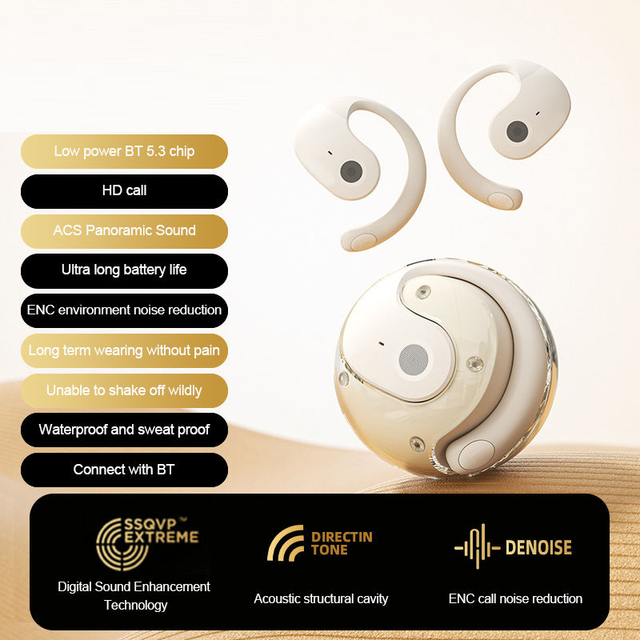 AI Translate Ture Wireless Stereo HIFI TWS Earbuds JL Chipset for BT 5.4 6.0 Open-Ear Clear Sports Earphones Headphones