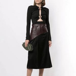 Nouveauté Printemps 2022 – Blouse Courte Sexy Rayée Bleue et Blanche à Manches Longues pour Femme - Product Image 1