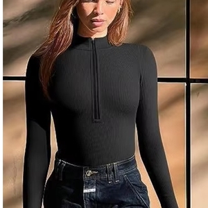 <span class=keywords><strong>Combinaison</strong></span> sexy à manches longues avec fermeture éclair sur le devant pour femmes - Product Image 4