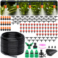 Kit de Riego por Goteo Personalizado de 200 Piezas, Sistema de Riego Automático de 164 Pies para Jardín, Enfriamiento por Nebulización para Invernadero, Patio y Césped