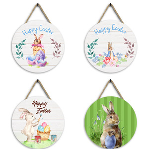 Decoración Redonda de Madera para Colgar en la Pared de Pascua, Diseño de Conejito de Pascua, Decoración para el Hogar, para la Sala de Estar - Product Image 1