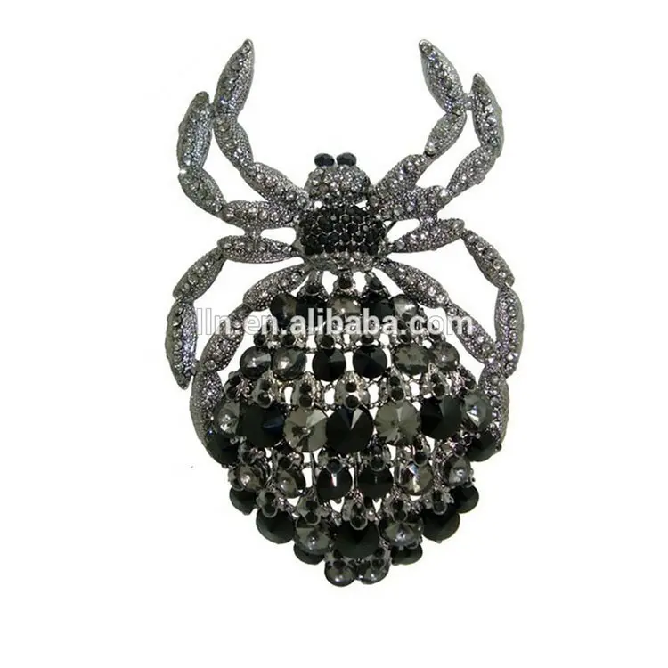 क्लासिक विंटेज रेट्रो मिश्र धातु स्फटिक क्रिस्टल बड़ा मकड़ी ब्रोच पिन काले मजेदार कीट पशु ब्रोच महिलाओं के लिए फैशन गहने