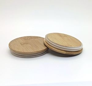 Custom Logo Round Bamboo Lid With Silicone Gasket <b>Wooden</b> Bamboo Round Lid for Metal Container Food Fresh - Product Image 1