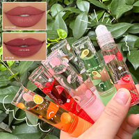 Huile à lèvres roll-on hydratante transparente incolore au goût fruité en verre