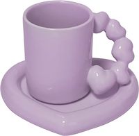 Tasse potelée en céramique tasse à café en céramique avec ensemble de soucoupes tasse galvanisée créative mignonne avec poignée de gourde conception en forme de coeur d'amour