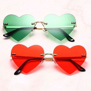 Gafas de Sol de Moda 2023 al por Mayor para Mujer, sin Montura, con Forma de Corazón, UV400, Metálicas, Estilo Punk - Product Image 3
