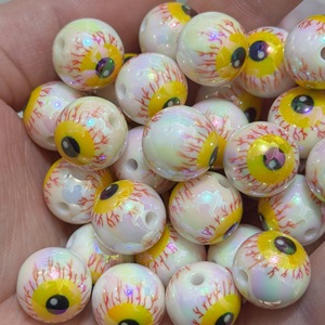 Perles œil de bœuf colorées en acrylique de 16 mm, perles œil électroplaquées UV, accessoires de bijoux pour stylos à perles faits main DIY - Product Image 4