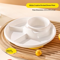 Assiette peu profonde à compartiments en plastique PP et paille de blé, assiette de dîner ménagère pour la réduction des graisses, ensemble d'ustensiles pour enfants, incassable, pour pique-nique