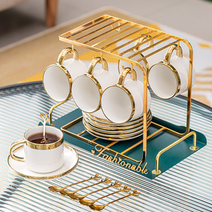 <span class=keywords><strong>Lot</strong></span> <span class=keywords><strong>de</strong></span> <span class=keywords><strong>6</strong></span> Tasses à Café en Céramique Style Européen et Arabe Tendance avec Poignée et Plateau - Product Image 3