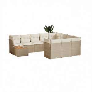 Conjunto de Sofás de Jardín de Ratán Beige, 6 Plazas, Muebles de Exterior Resistentes a la Intemperie, Diseño Contemporáneo - Product Image 1