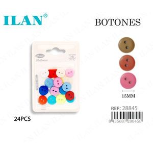 Bottoni Ilan 15mm 24 Pezzi Colorati a Due Fori per Cucito e Artigianato - Product Image 1