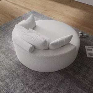 Sofá Redondo de Lujo de 140 cm de Diámetro, Relleno de Espuma Comprimida de 5 Capas, Sofá Redondo Cómodo con Cojines Decorativos - Product Image 2
