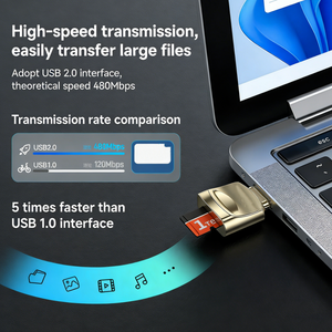 Внешний высокоскоростной кардридер Type-C USB из алюминия для Android и компьютеров/планшетов, конвертер карт памяти CF/SD/TF - Product Image 4