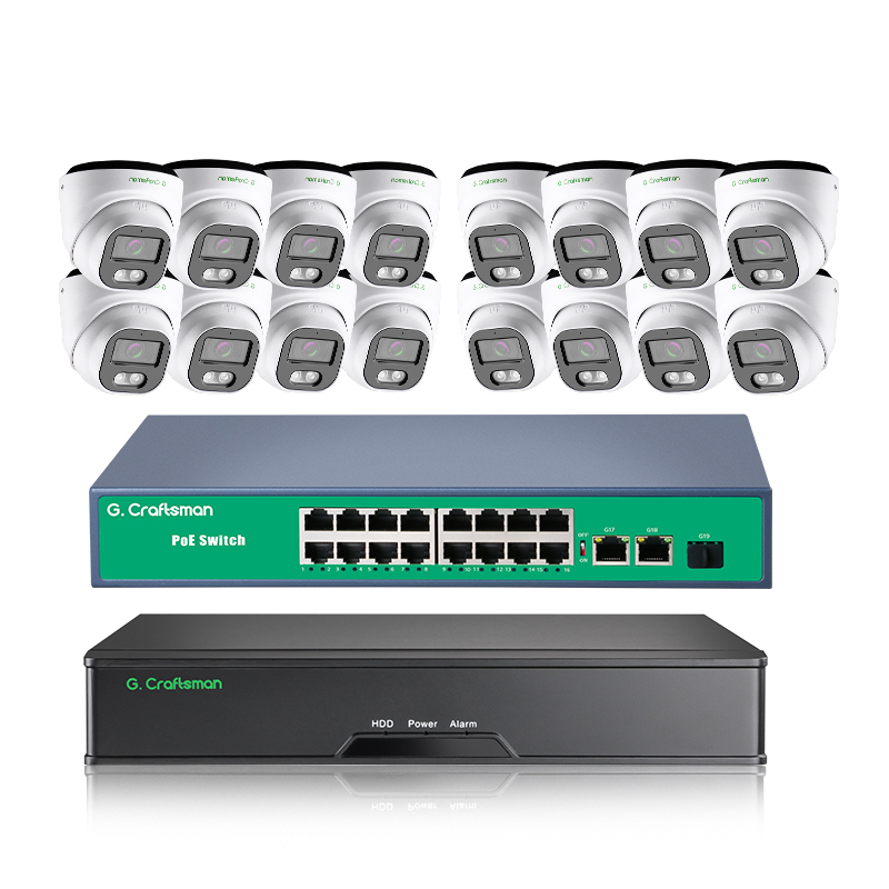 GX-HFI-M8S-K16 Netzwerk 8 MP 4 K Sicherheit IP CCTV Kamerasystem 16 Kanal POE Switch NVR XMEYE Indoor Outdoor Kit Kuppelkamera