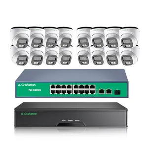 GX-HFI-M8S-K16 Network 8MP 4K Sistema de Câmera de Segurança IP CCTV Interruptor POE de 16 Canais NVR XMEYE Kit Interior Ao Ar Livre Cúpula Câmera