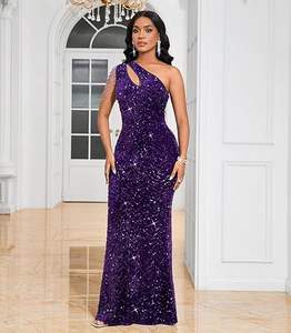 Kadınlar İçin Payetli Abiye Elbise Zarif Seksi Tek Omuz Dar Kokteyl Elbisesi Denizkızı Kuyruğu Akşam Yemeği Elbisesi - Product Image 4