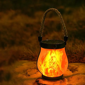 Lampe à flamme LED étanche IP65 Wolongmountain, alimentée par énergie solaire, lanterne suspendue pour jardin et camping - Product Image 1