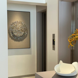 Art mural animalier de luxe en mosaïque de nacre, <span class=keywords><strong>peinture</strong></span> sur toile texturée 3D circulaire, œuvre décorative classique pour salon et véranda - Product Image 2