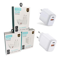 Prix d'usine, chargeur mural PD 3.0 25W à double port Type-C et USB, adaptateur prise EU/US, charge rapide pour téléphones iPhone Samsung