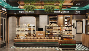 Comptoir à la mode d'affichage d'éclairage à LED de meubles de boutique de café conçu sur mesure pour des magasins de café et de sucreries - Product Image 3