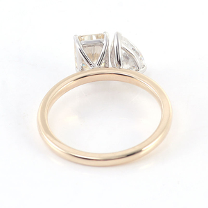 Fine Jewelry <b>Rings</b> Custom Toi Et Moi <b>Ring</b> Radiant Cut and Pear Cut Moissanite Diamond 10k Gold <b>Two</b> <b>Stone</b> Wedding <b>Ring</b> Anillos - Product Image 3