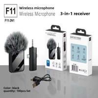 Microphone Lavalier Sans Fil F11 avec Carte Son, Réponse en Fréquence 20Hz-20KHz pour Téléphones Mobiles, Ordinateurs, Diffusion en Direct et Vidéos Courtes
