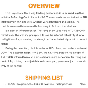 Keyestudio KEYBOT Easy Plug TCRT5000 Programmierbarer Roboter <span class=keywords><strong>3</strong></span>-Wege-Linienverfolgungssensor - Product Image 5