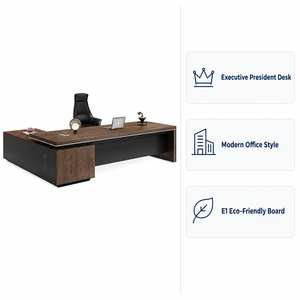 Scrivania Direzionale Moderna Stile Ufficio E1 Eco Board con Spazio di Archiviazione Estensibile per Computer - Vendita all'Ingrosso - Product Image 3