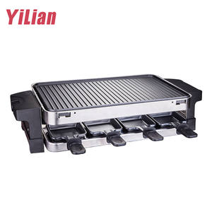 Brasileño casa <span class=keywords><strong>asador</strong></span> vertical eléctrica barbacoa kebab raclette parrilla con la mitad de la piedra de la mitad no sartén antiadherente - Product Image 4
