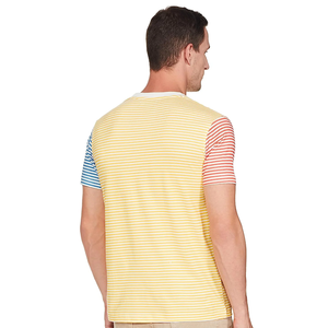 เสื้อยืดลำลองผู้ชายคุณภาพดีที่สุด แขนสั้น คอกลม ทรงเข้ารูป ดีไซน์สั่งทำพิเศษ ลายทางทันสมัย เนื้อผ้านุ่มถัก - Product Image 4