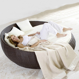 Lit <span class=keywords><strong>de</strong></span> repos d'extérieur moderne <span class=keywords><strong>en</strong></span> rotin plastique, style nordique, avec auvent - Canapé nid d'oiseau pour cour, plage, balcon, piscine - Product Image 3