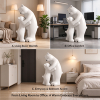 Statue d'art en résine Ours polaire enlacé avec haut-parleur Bluetooth, grande figurine de sol pour la décoration de la maison, du salon ou du bureau