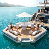 Île flottante gonflable de luxe avec auvent, plateforme aquatique gonflable en PVC pour yacht, bateau, taille personnalisable