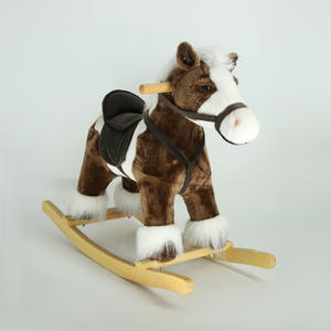 Cavalo de Balanço Infantil em Madeira Sólida e Pelúcia, Brinquedo Unissex, Cadeira de Balanço - Product Image 5