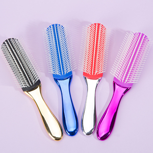 Tyling-<span class=keywords><strong>cepillo</strong></span> desenredante de 9 Rows para cabello <span class=keywords><strong>rizado</strong></span>, herramienta de plástico galvanizado, personalizado - Product Image 5