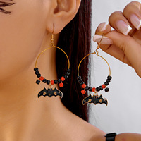 Boucles d'oreilles créoles Shiloh fantaisie et originales en forme de citrouille, fantôme, araignée, chauve-souris, en alliage, pour fête d'Halloween, au design unique